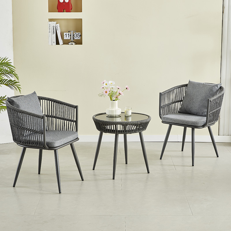 户外藤椅桌椅设计师休闲阳台庭院花园单人椅子时尚餐厅藤编椅组合细节图