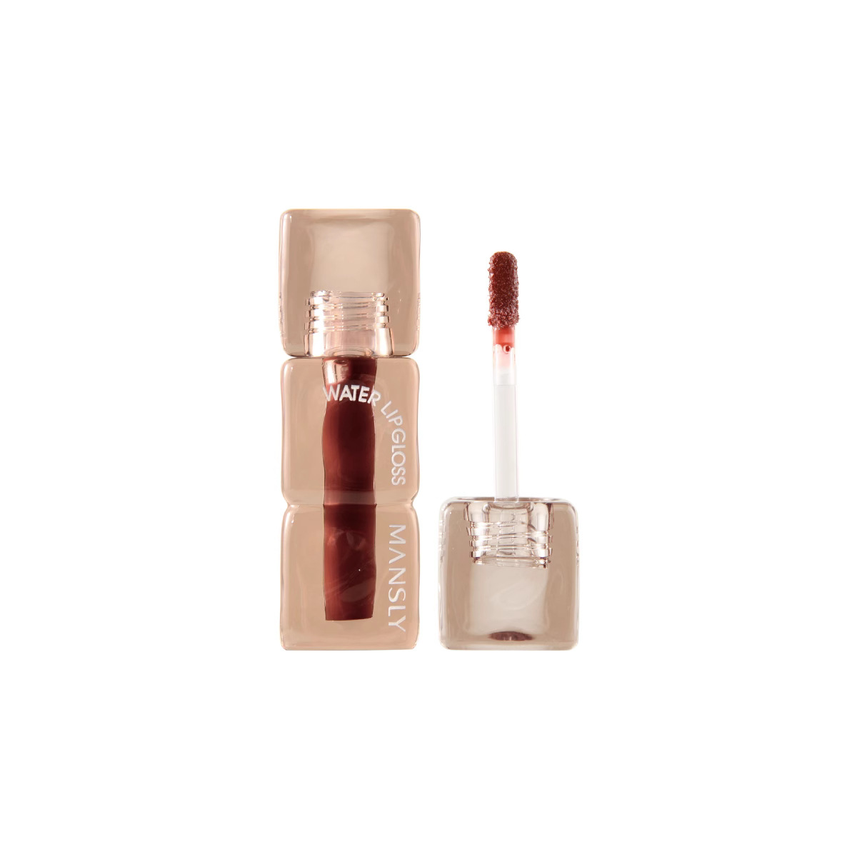 Mansili Square crystal ice cube lip gloss tube cross-border high appearance level transparent lip gloss tube Lip gloss Lip makeup long-lasting color display Item Picture