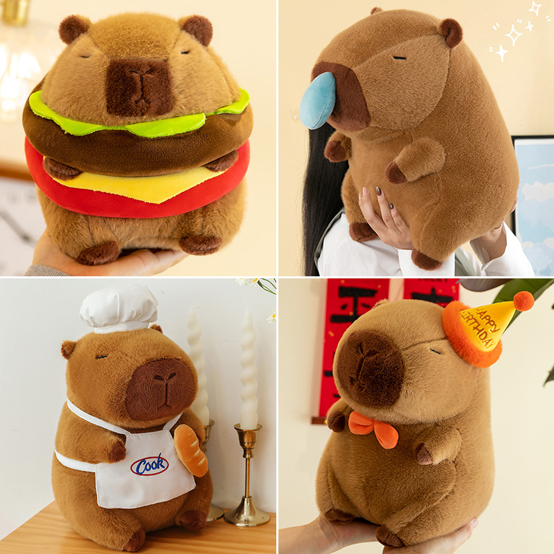 Cross-border Capibara figurines, hamburgers, capybaras, snot chefs, plush toys, top hats, and supermarket gifts for children