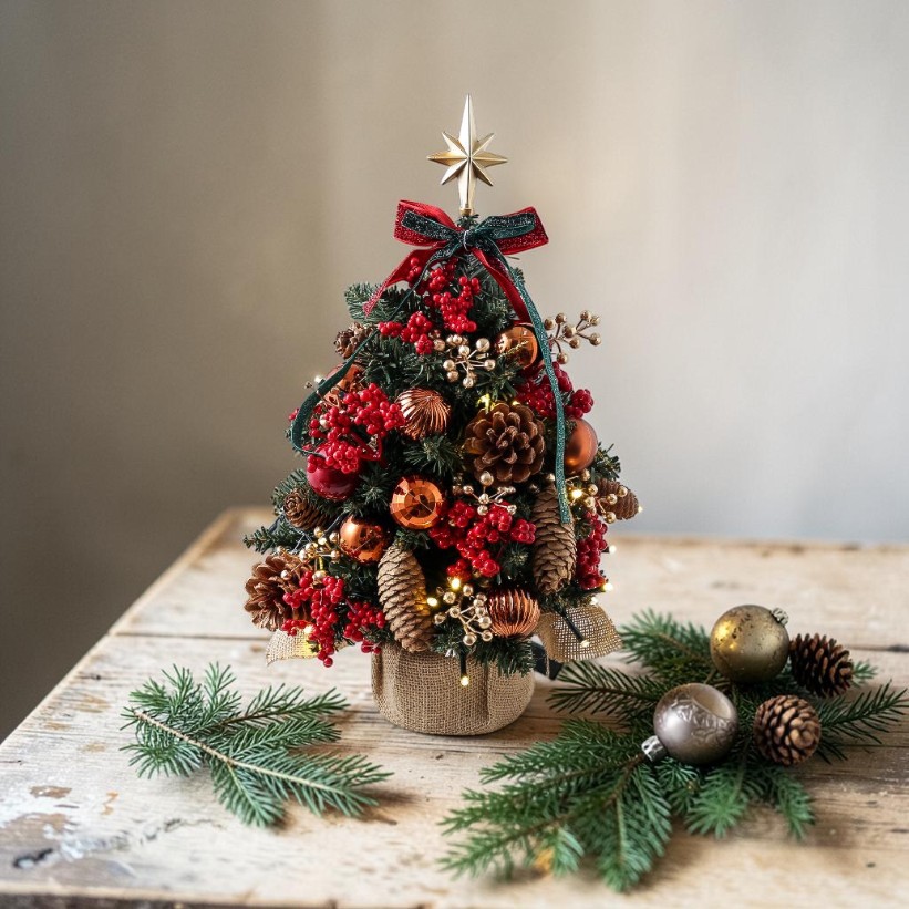 Merry Christmas New Christmas Tree Home Table Mini 35cm set Christmas Tree with Light Table decoration arrangement details Picture