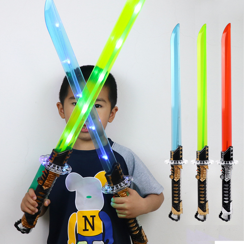 Cross-border children's sound and light samurai sword toys, boys' light and music flashing laser sword toys, night market street stall wholesale Specification image