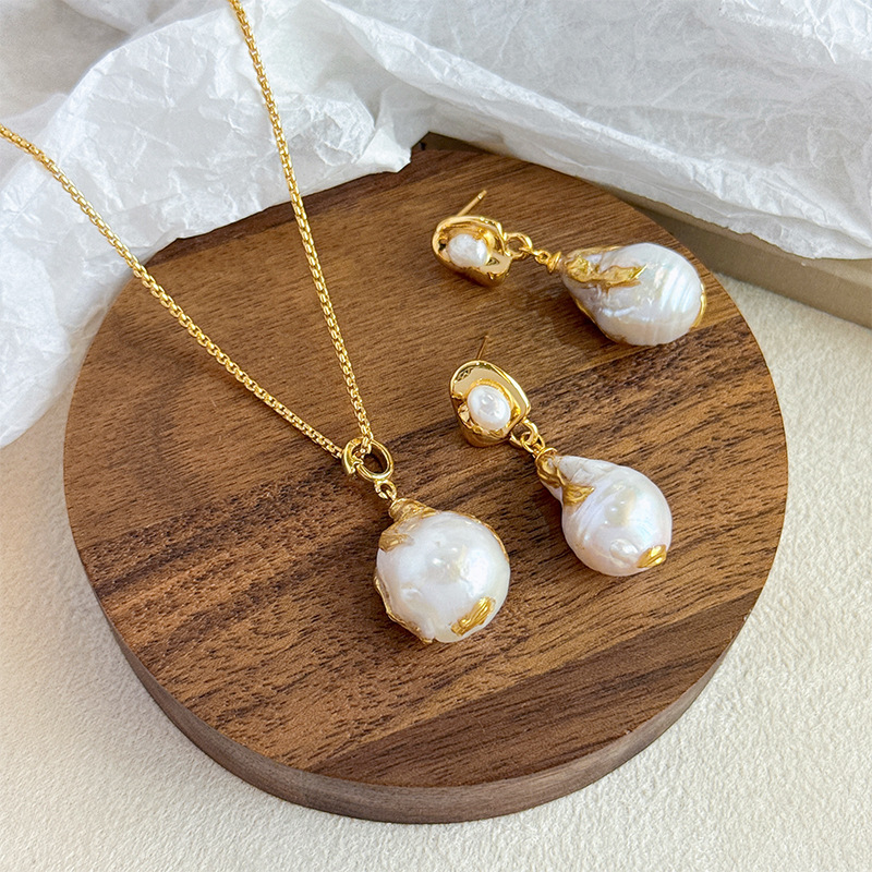 NALA娜啦巴洛克珍珠耳环项链套法式复古装致耳环项链女轻奢小众