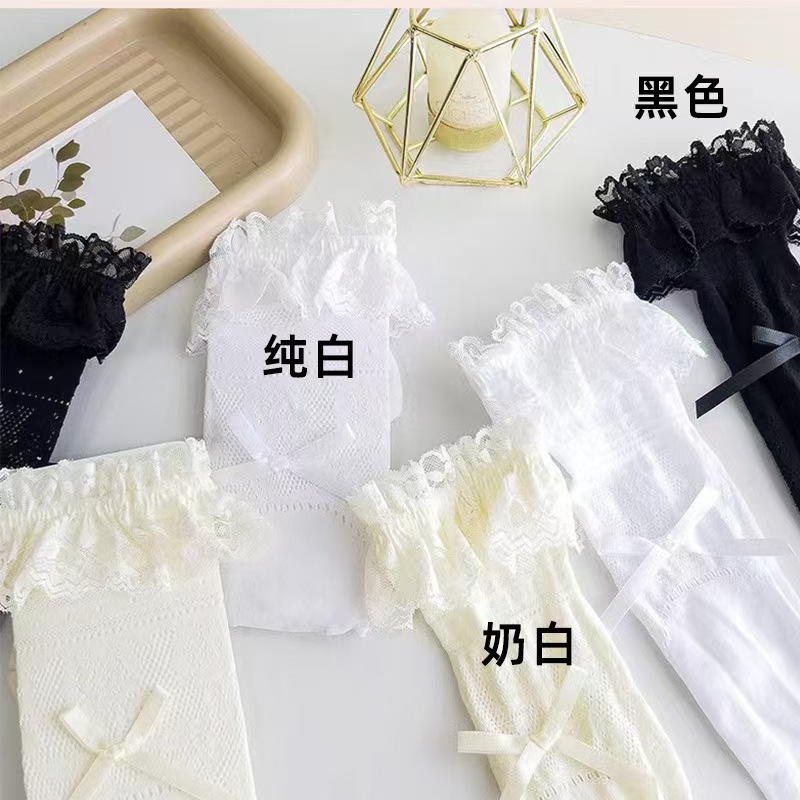 Summer lace lace mid-calf socks for women, lolita bow pile socks, y2k short socks, girlish style Application Scenario