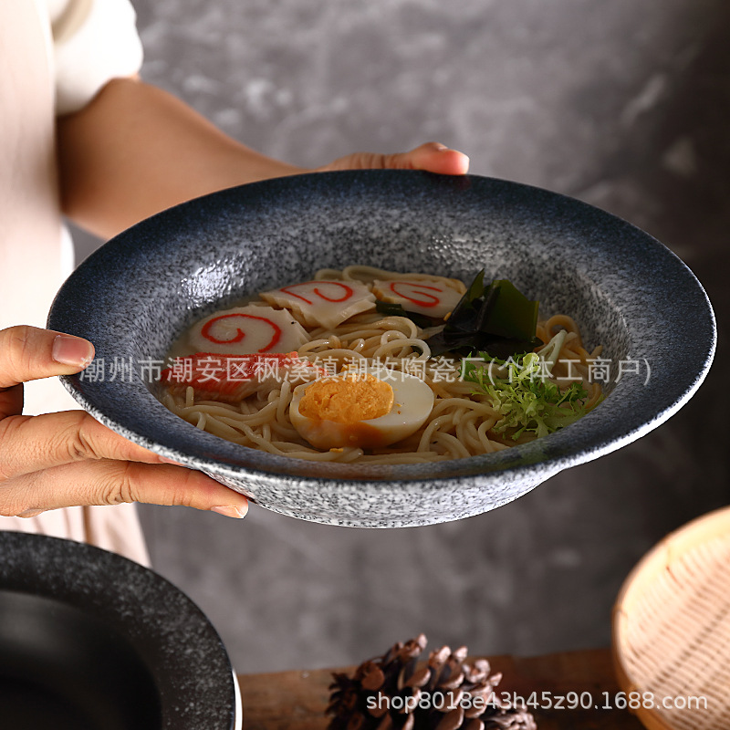 Japanese-style ceramic anti-scald shabu-shabu deep plate restaurant pickled cabbage fish basin dish large bowl stewed dish tableware Japanese simple style plate Application Scenario