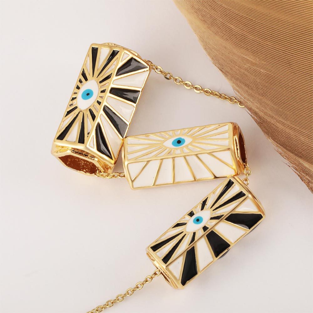 Wholesale of popular copper-inlaid micro-zircon hexagonal bead oil drip Devil's Eye pendant diy jewelry accessories from Europe and America Application Scenario