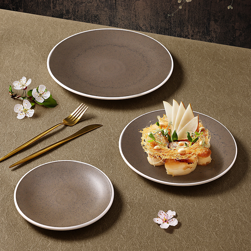 Customized melamine plates, rectangular compartments for cooked food, school, factory and canteen compartments, commercial set details Picture