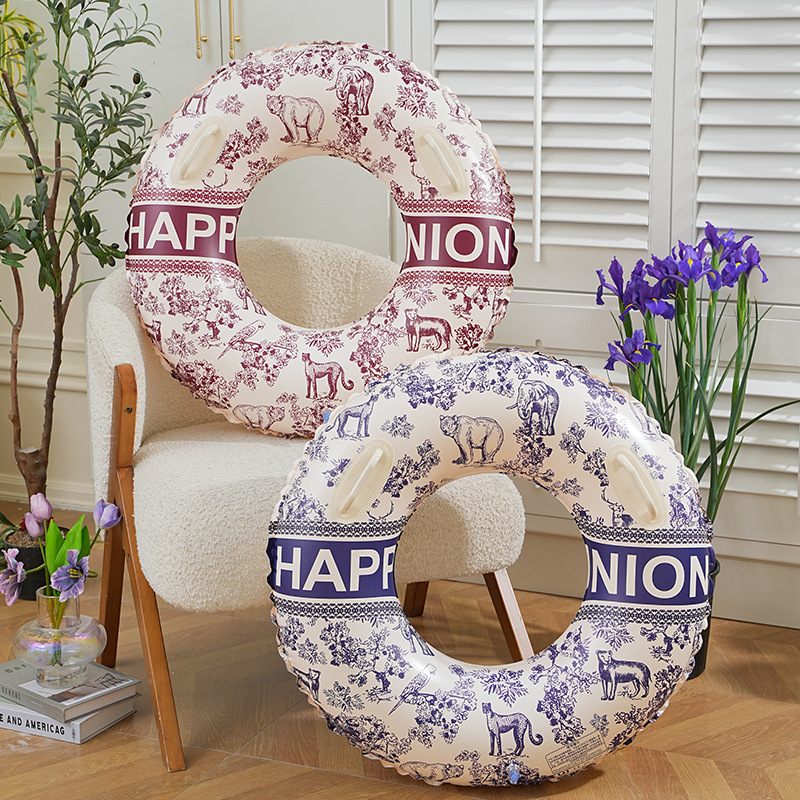 新款水墨风游泳圈成人加大加厚把手创意古典风格泳圈浮圈腋下圈