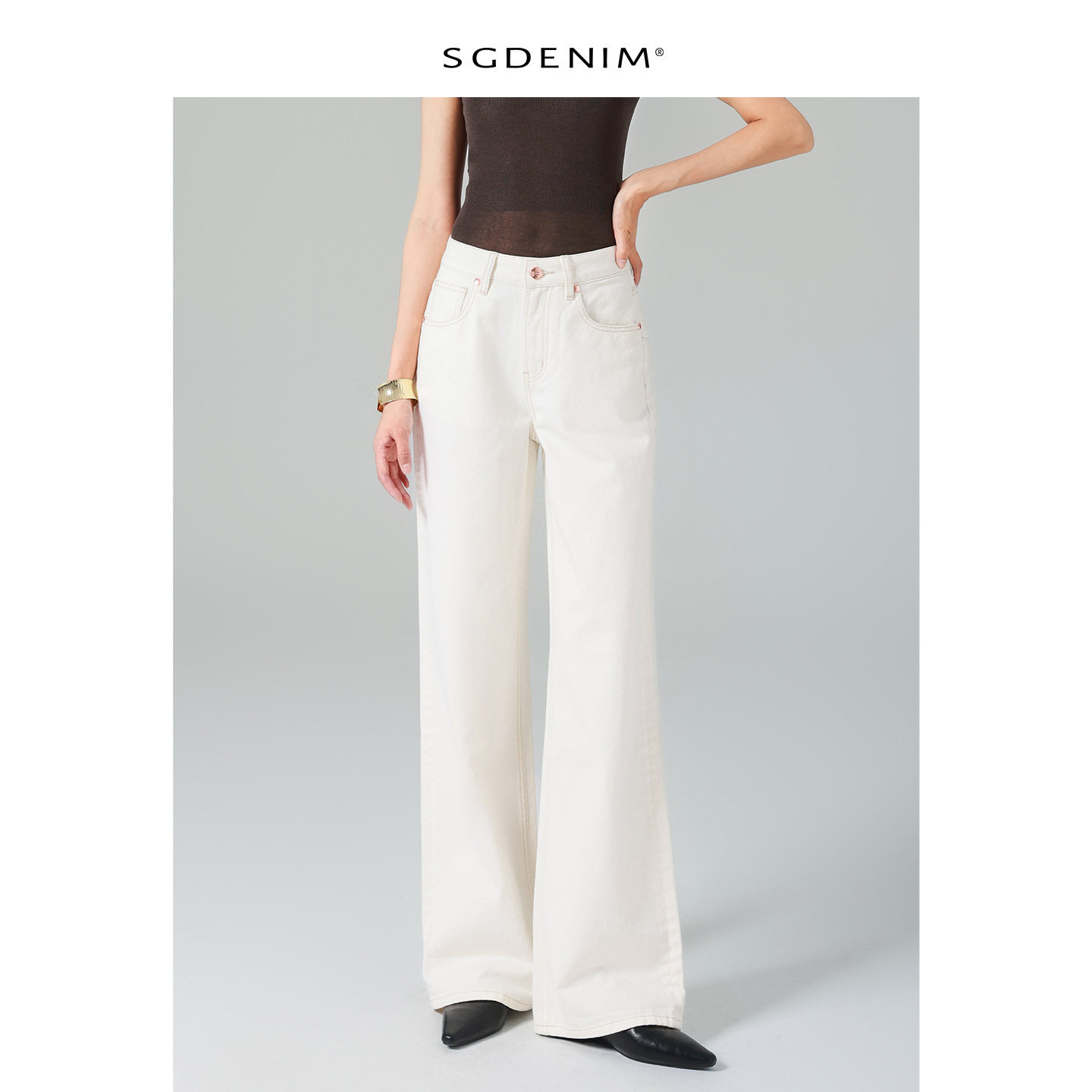 通勤利器/高腰牛仔裤女白色宽松直筒拖地裤26春新款气质显瘦百搭