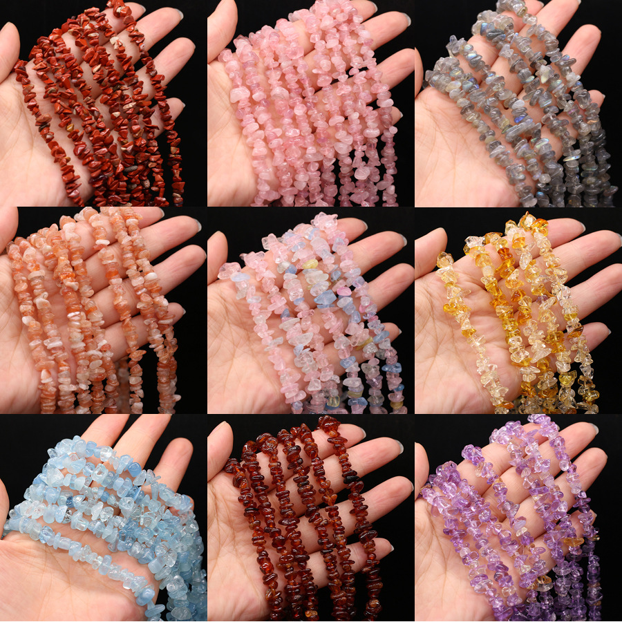 Factory direct supply of yellow and purple crystal crushed stone beads, irregular crystal raw stone bracelets, diy jewelry accessories, demagnetized stones