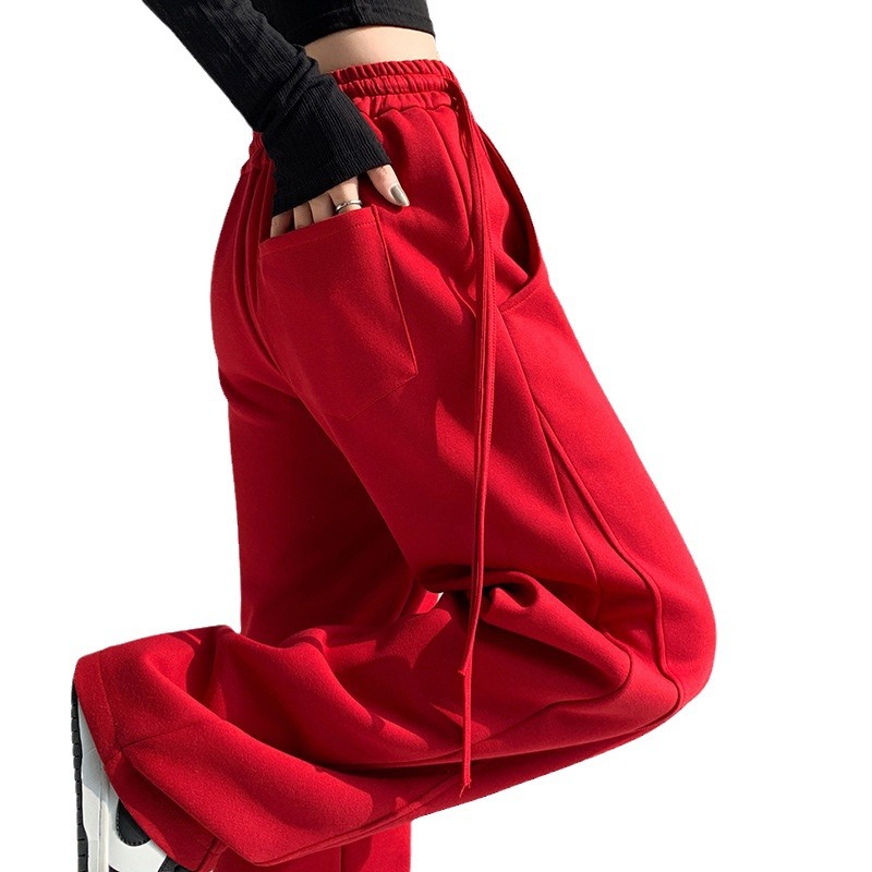 Fleece warm wide-leg pants, loose and high-waisted, slimming winter new style Item Picture