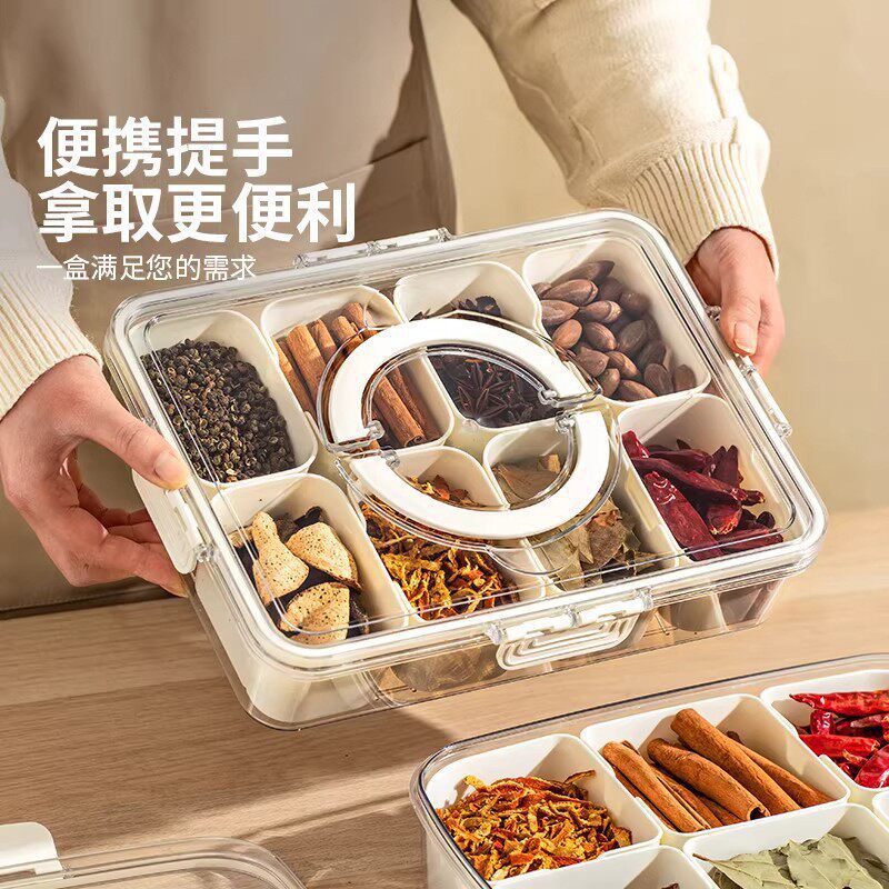 Condimento caja de condimento refrigerador caja de almacenamiento cocina hermética caja de compartimento caja de compartimento caja de compartimento a prueba de humedad caja de condimento fresco