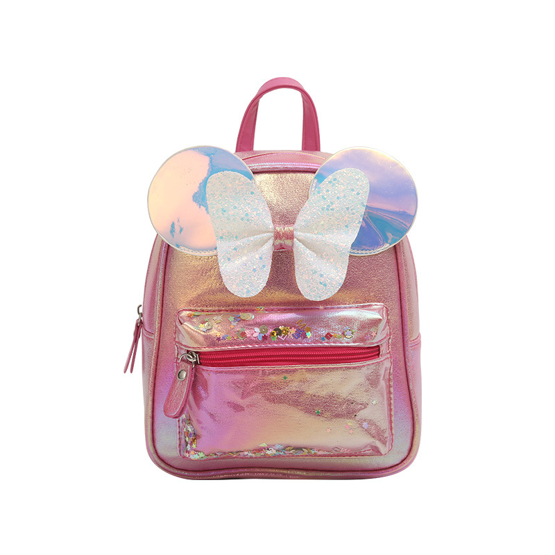 Large-tailed cat, butterfly, Mickey Mouse ears, fine glitter, double-shoulder backpack, fashionable, casual and cute schoolbag, princess small bag Item Picture