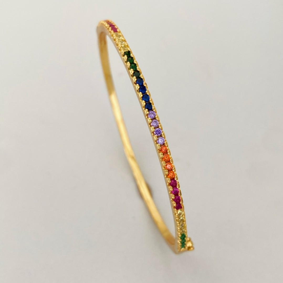 European and American trend: Simple half-circle diamond bracelets for women, trendy and fashionable, colorful zircon bracelets and wristbands, cross-border wristband wholesale Specification drawing