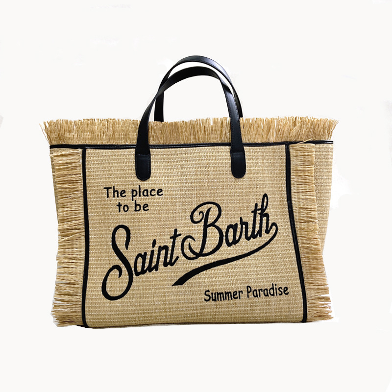 Cross-border canvas bags, printed canvas bags, large-capacity canvas tote bags, women's single-shoulder bags, new beach bags, fringed canvas bags, hand-held shoulder bags, canvas bags details Picture