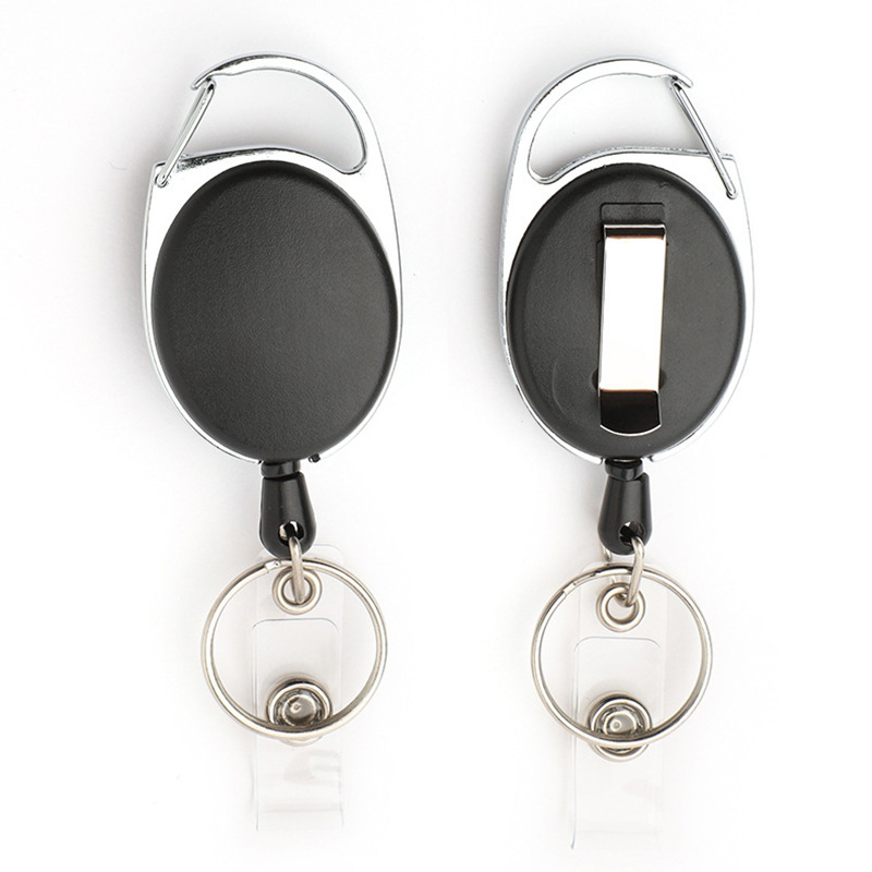 Amazon oval-shaped telescopic buckle Temu plastic pull-out metal back clip pull-out buckle telescopic ID keychain Item Picture