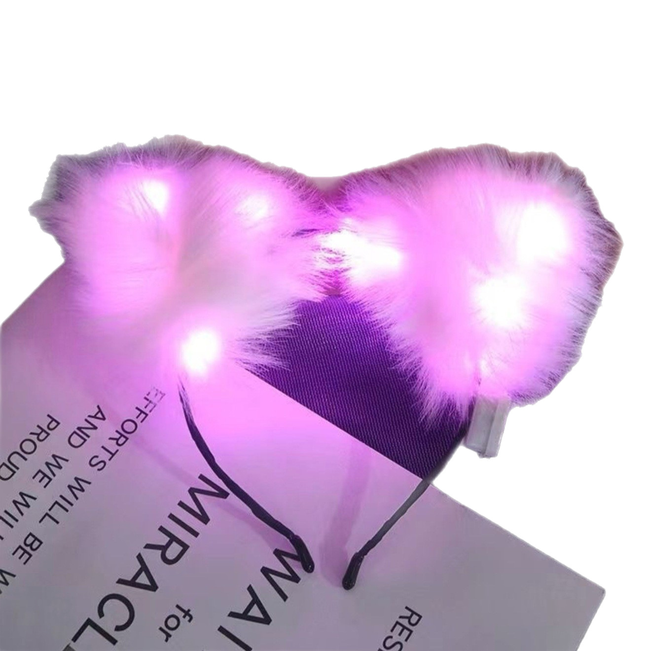 The new fox glowing cat ear hair band, a cute Korean plush headband, is a popular hair accessory for live streaming, photo taking and performance Item Picture