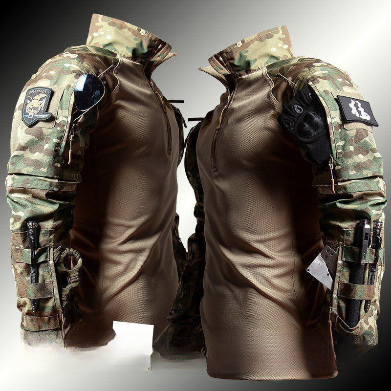 新款蛙服战术上衣T恤长袖迷彩服CS机车男暗夜军迷套装教官强袭G3细节图