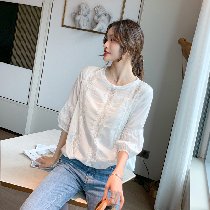 Lace shirt for women, 2022 new style floral lantern sleeve spring and summer chiffon shirt, cut-out top chiffon shirt Application Scenario