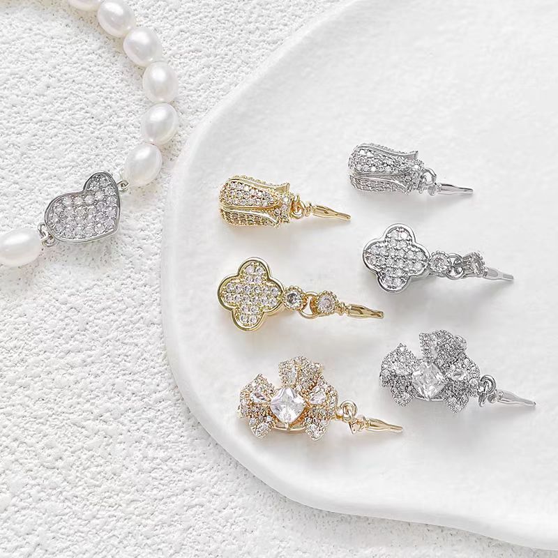 Pearl necklace ingot clasp tulip plated 18kdiy jewelry necklace clasp, fashionable and creative pearl metal clasp Specification image