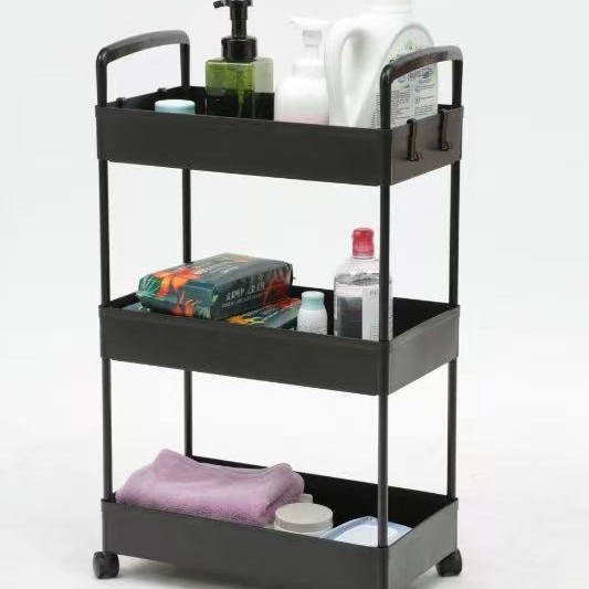 ✅跨境家用落地架客厅卧室收纳小推车可移动多层厨房夹缝厨房收纳