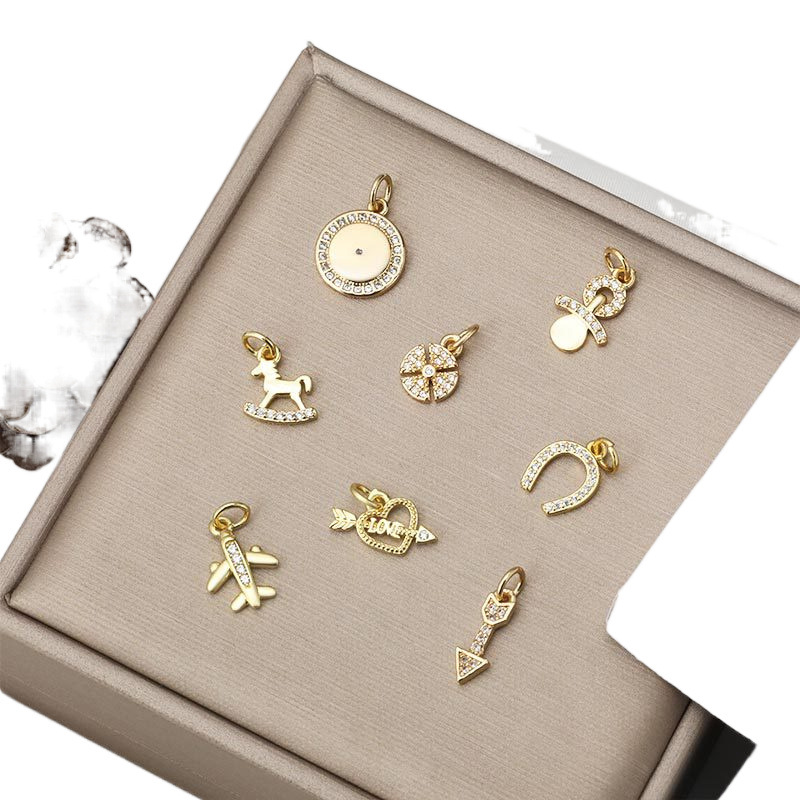 European and American fashionable little girl pendant diy necklace earrings accessory accessories zirconium-inlaid versatile earrings pendant pendant pendant Item Picture