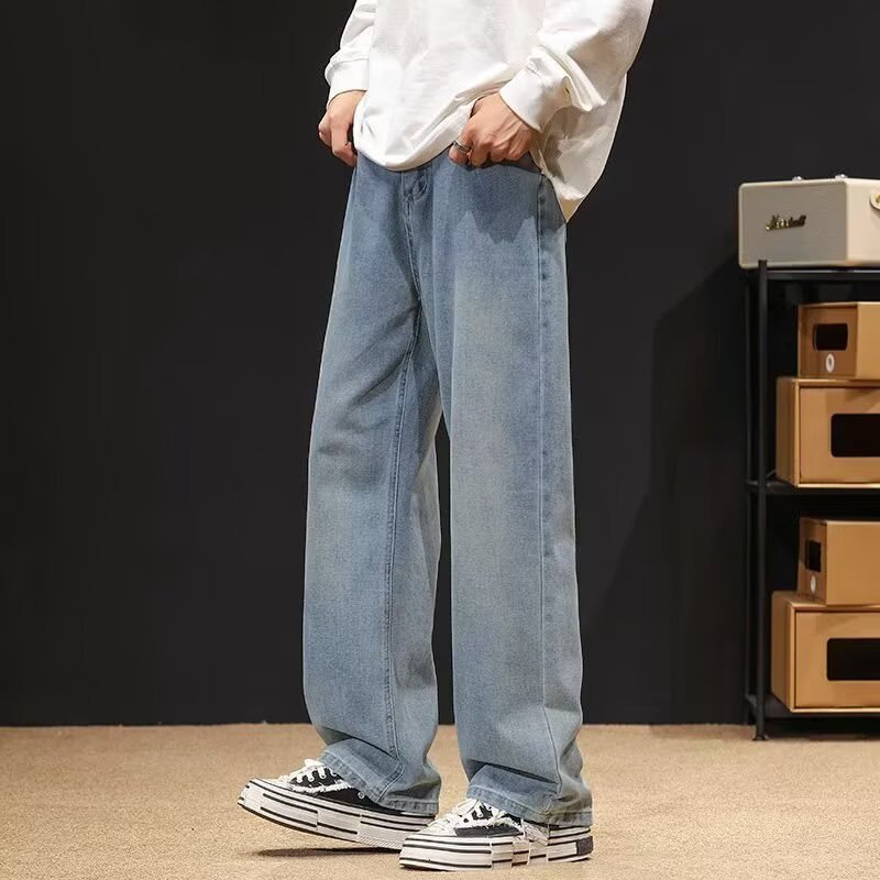 多口袋牛仔裤欧美/牛仔裤女直筒复古/牛仔裤ykk/大码裤子/牛仔裤女宽松复古细节图