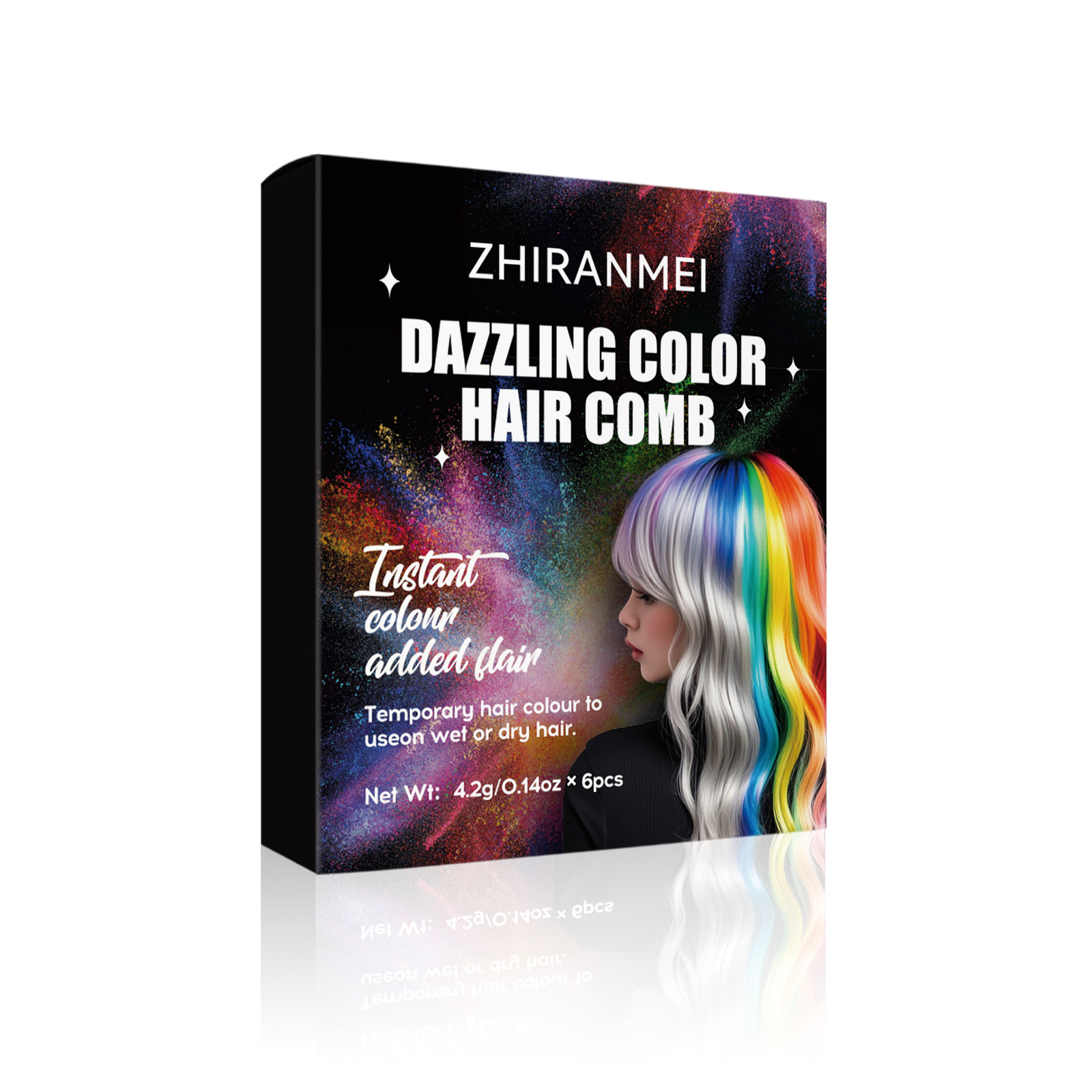 Cross-Border Amazon Exclusive Hair Comb, Disposable 6-Color Hair Dye Stick, Hair Dye Chalk, Colorful Hair Dye Comb, Hair Pen, Hair Stick, Ten-Color Hair Comb, Body Painting, Disposable Hair Care Item Picture