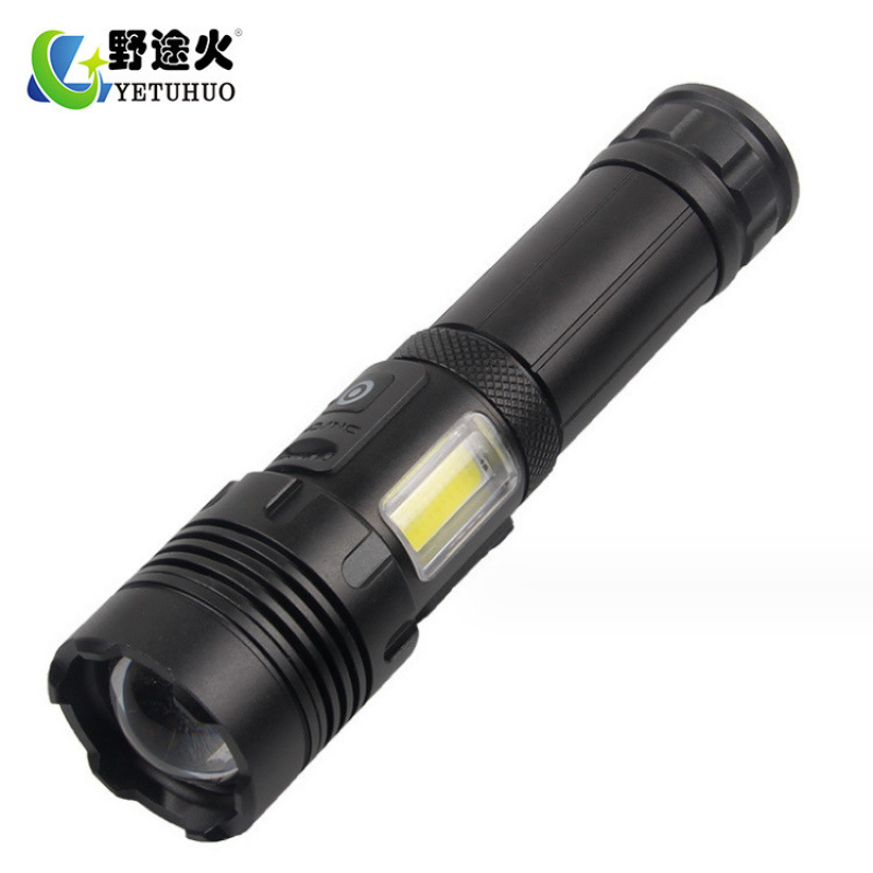 P70 Ultra-Strong Light Usb Charging Cob Red Light Side Lamp Telescopic Zoom Output Mobile Phone Charging White Laser Flashlight Item Picture