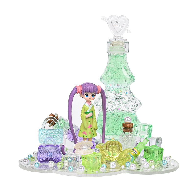 DIY creative wish bottle, transparent wooden stopper glass bottle, water baby with light, starry sky rainbow lucky drift bottle Item Picture