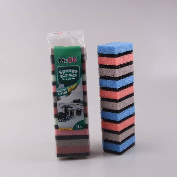 Mr.OK factory direct supply sponge scouring pads, double-sided cleaning sponges, kitchen cleaning sponges, dishwashing sponges, pot scrubbing sponges Specification image