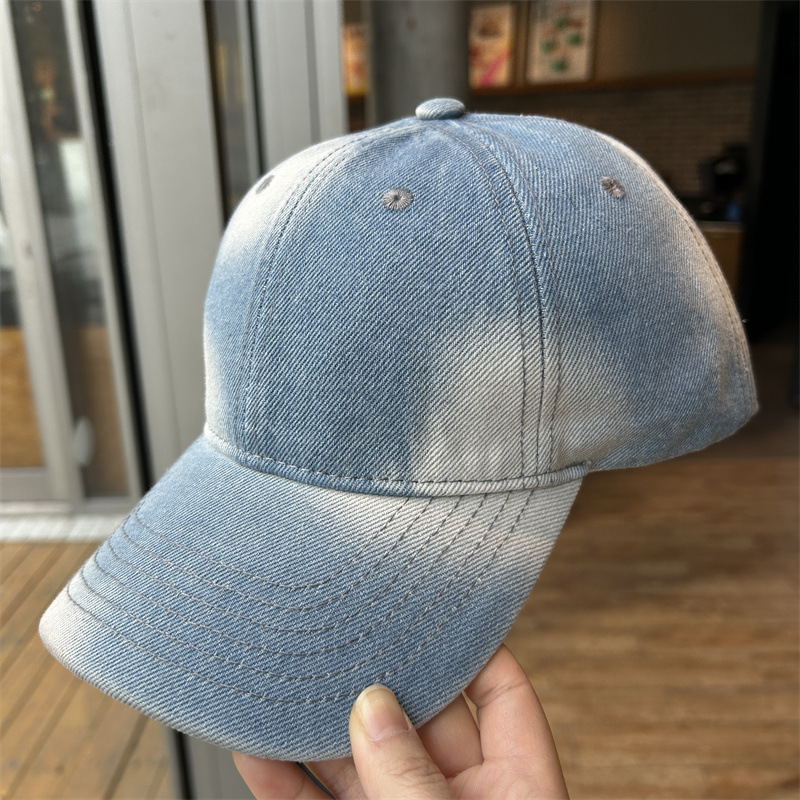 复古个性渐变色牛仔鸭舌帽男女情侣百搭时尚棒球帽春夏防晒遮阳帽