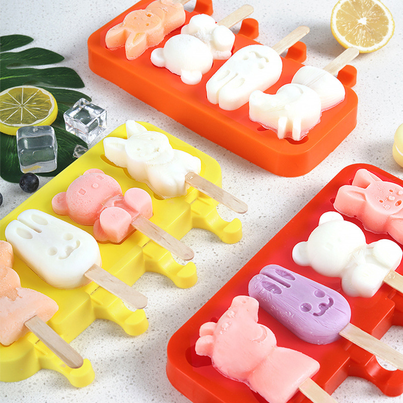Molde molde de helado de helado hogar para paletas de hielo para sorbete de hielo abrasivo de silicona casera congelación cubo de hielo para niños cute mordida pegamento bebé Application Scenario