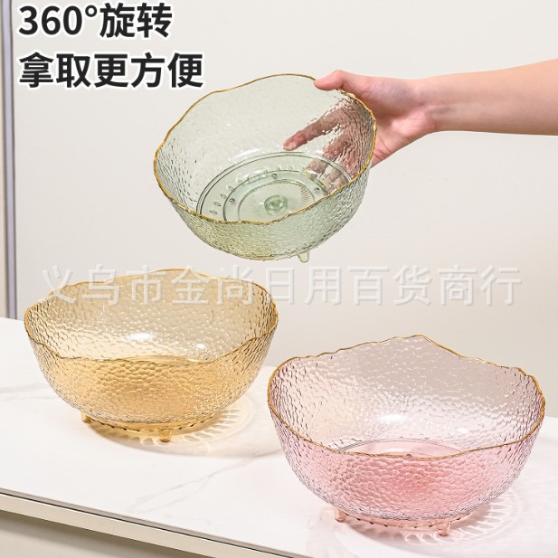 New Japanese-style creative transparent fruit plate, plastic living room fruit plate with feet, salad bowl, snack plate