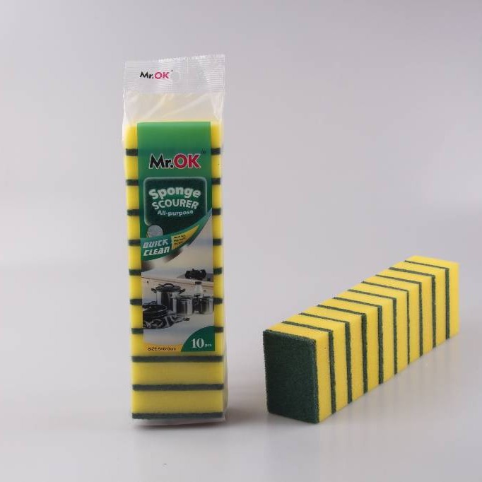 Mr.OK factory direct supply sponge scouring pads, double-sided cleaning sponges, kitchen cleaning sponges, dishwashing sponges, pot scrubbing sponges