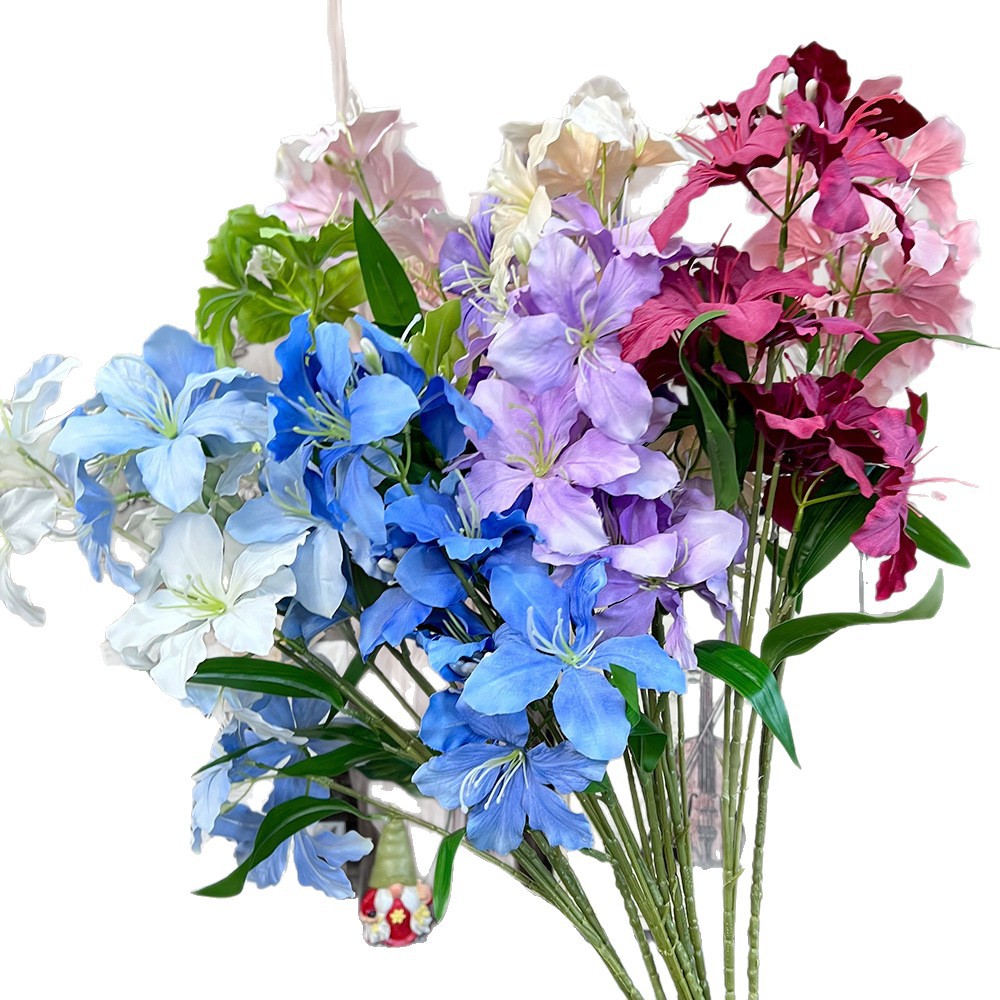 假花/仿真花DIY发饰配件/5朵塑膠花/仿真花/塑膠花白底实物图