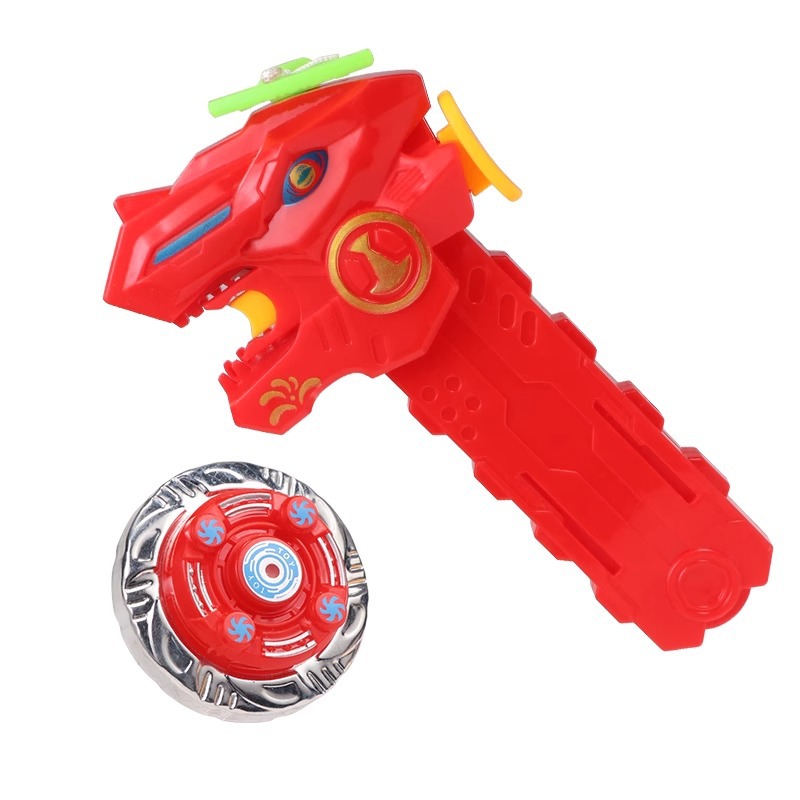 Dinosaur string gyroscope toy launcher, children's magic alloy luminous gyroscope rotating pair battle disk, set up a street stall Item Picture