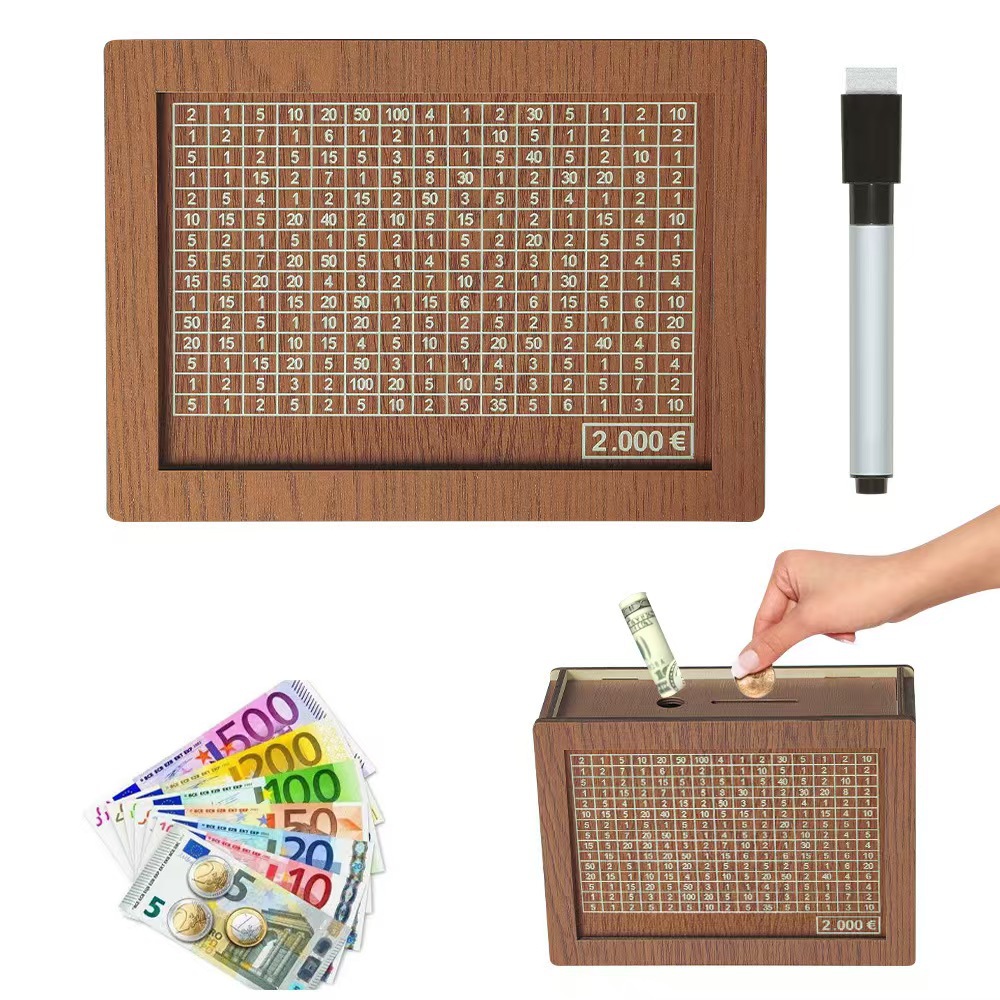 跨境Money Box with Counter家居质柜台木质存钱罐工艺品木制摆件