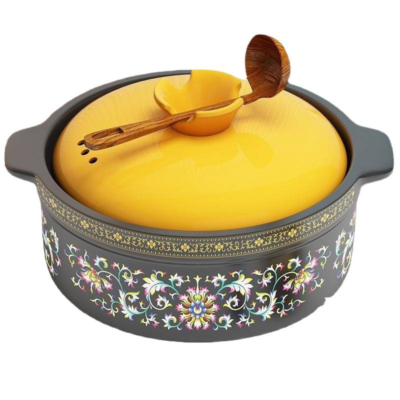 Colored clay pot stew pot, household gas stove, ceramic pot, high-temperature resistant, dry-burning without cracking, open flame soup pot, clay pot, stone pot Item Picture