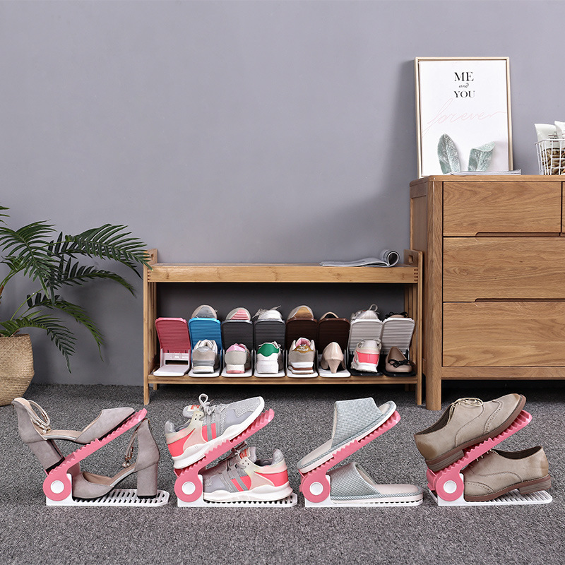 Plastic shoe rack and shoe support, parent-child splicing, fourth-generation adjustable, simple and creative home storage, European-style shoe cabinet for home use