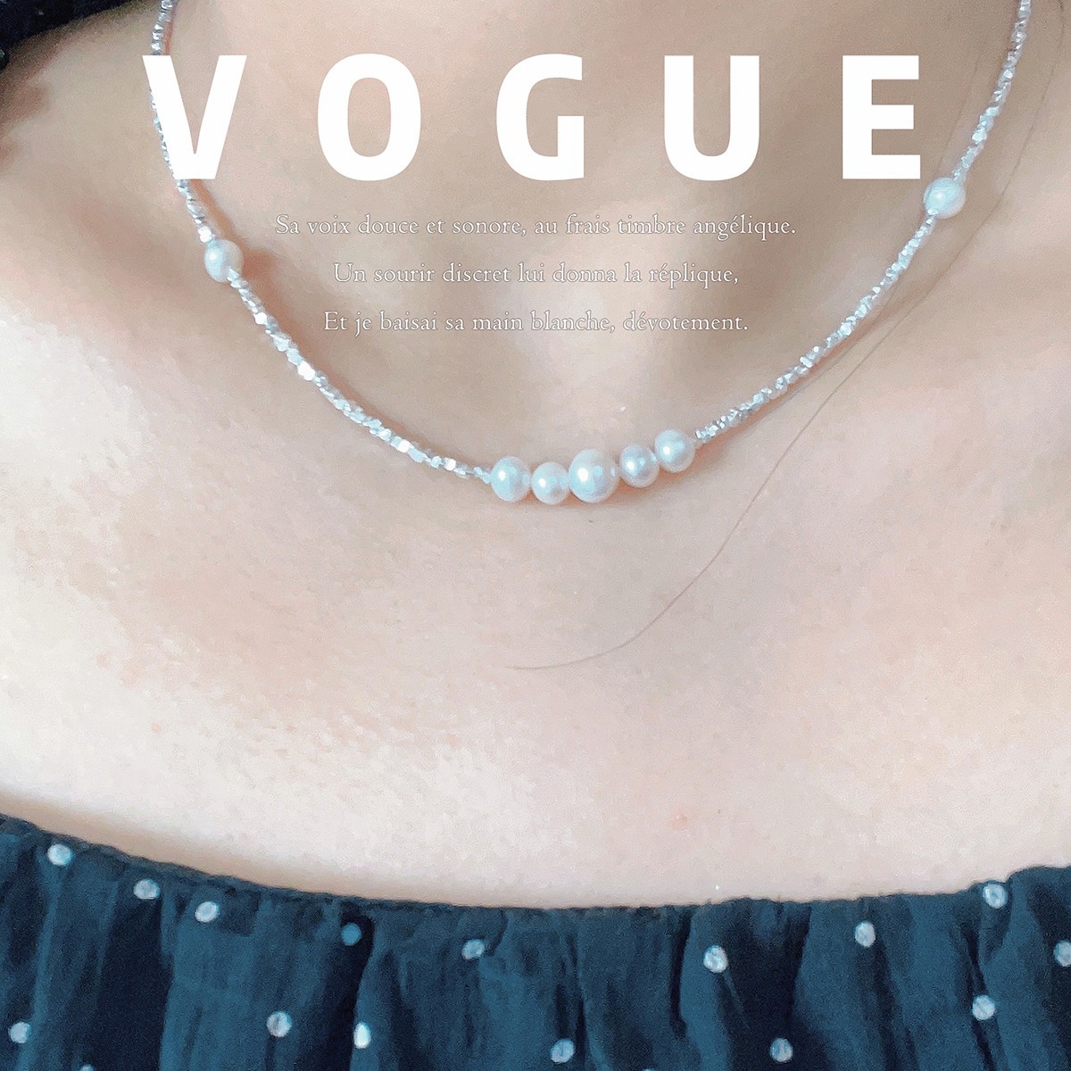 Gradient smile natural freshwater pearl silver necklace for women, S925 silver collarbone chain pendant, artistic style pendant