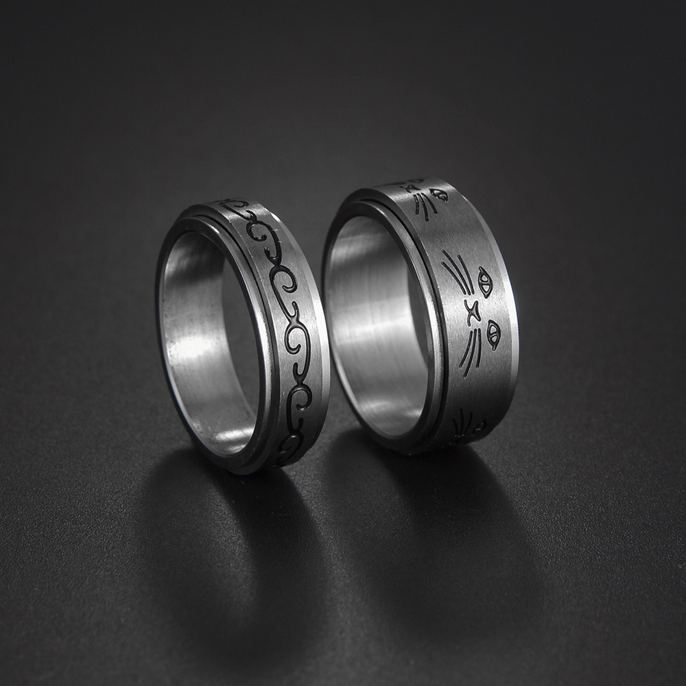European and American cross-border Amazon stress-relieving accessories, wisteria flowers, weather, small animals, turtles, cats, rotating titanium steel rings, fingers details Picture