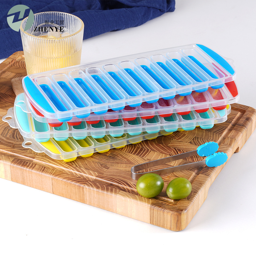 Long ice cube mold with lid, easy to demold, home homemade bar ice box, whisky ice hockey cube tray