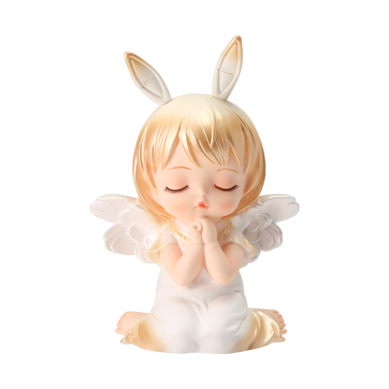 Annie Baby Gilded Vinyl Piggy Bank desktop, Large home entrance decoration, cute Angel Resin handicraft Item Picture