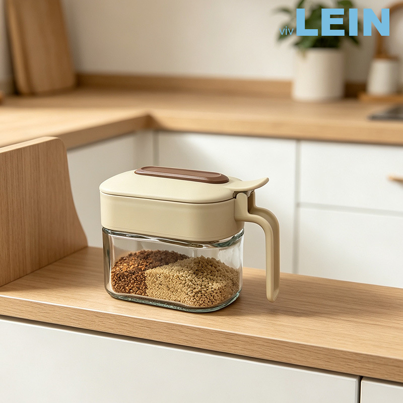 vivLEIN one-handed opening seasoning jar, seasoning box, kitchen household salt storage box, jar, seasoning storage Application Scenario