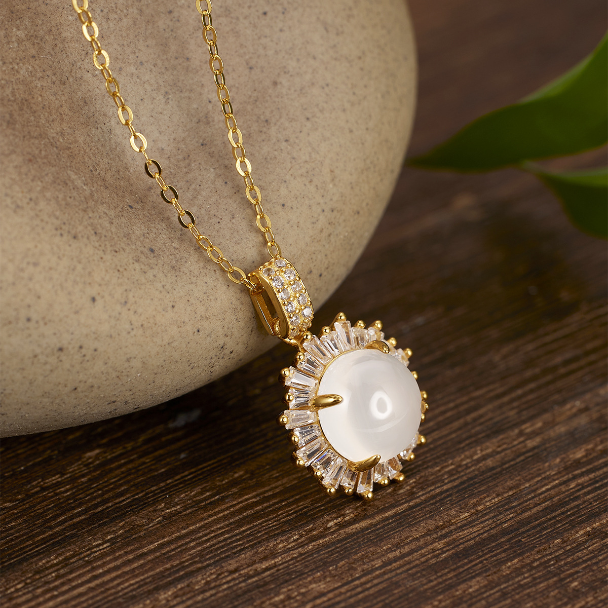 S925 Silver ice-transparent Sunflower agate Necklace for women, zircon fashion and national trend style summer new collarbone chain accessory Specification image