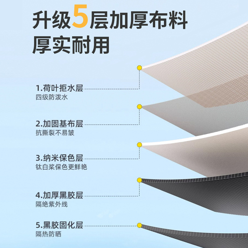 Sky tent, outdoor camping sunshade, hexagonal black rubber silver-coated thick curtain, sun protection canopy, camping and picnic equipment Specification image