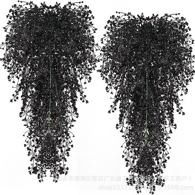 跨境批发仿真绿植金钟柳壁挂花藤垂吊家居装饰墙室内假花吊篮植物白底实物图