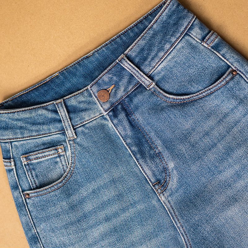 Sudo's new winter flocked jeans for women, a washable blue, casual and slimming narrow straight-leg style, are versatile and fashionable Specification image