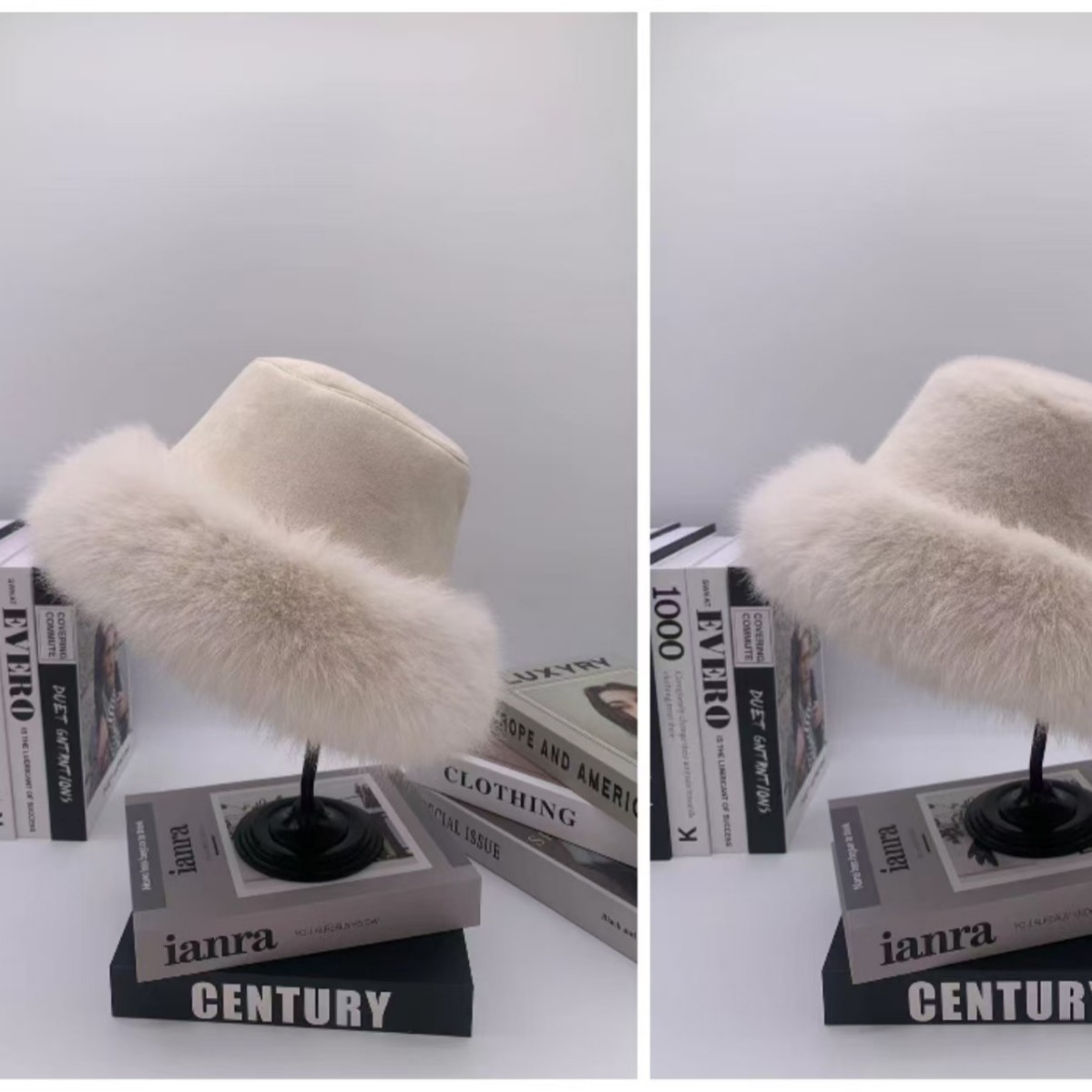 The designer's faux fur hat is thick and warm for women in winter. It's a double-sided fisherman's hat with faux rabbit fur for ear protection and protection against cold and lightning Application Scenario