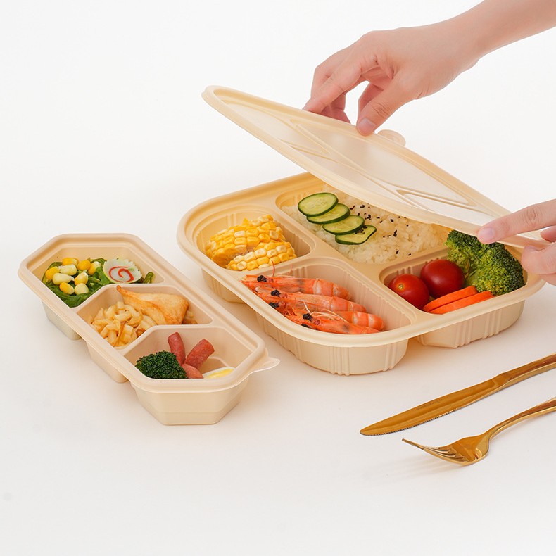 Corn starch biodegradable lunch box, packing box, disposable lunch box, three-compartment, four-compartment, five-compartment, six-compartment special sale box Specification image